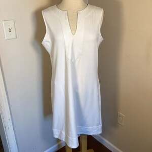 Jude Connally Teagan Sleeveless Ponte Shift Dress in White